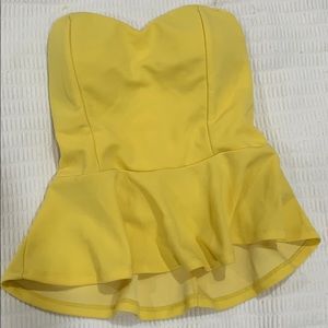 Yellow strapless shirt